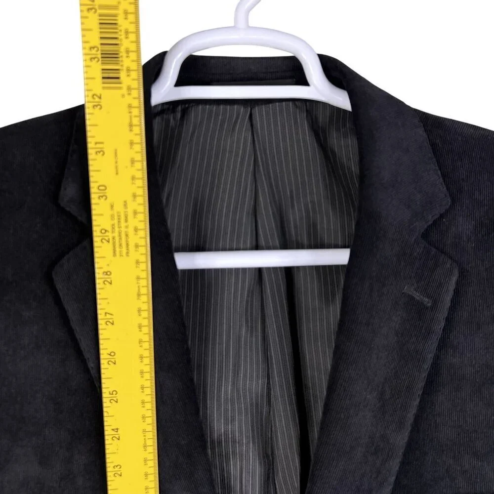 Calvin Klein Mens 46R Black Corduroy Blazer Sport Coat Double Vented Holiday
